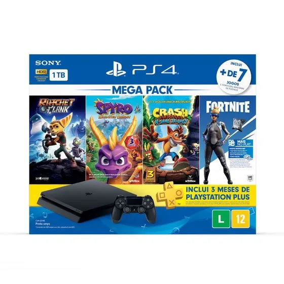 Console Playstation 4 Slim  1TB Edição Family Novo + 2 Controles + 4 Jogos