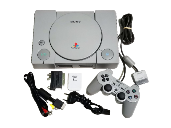 Console Playstation PS One Fat PS1+ 2 Controles + Memory Card 8MB + 5 Jogos Brinde
